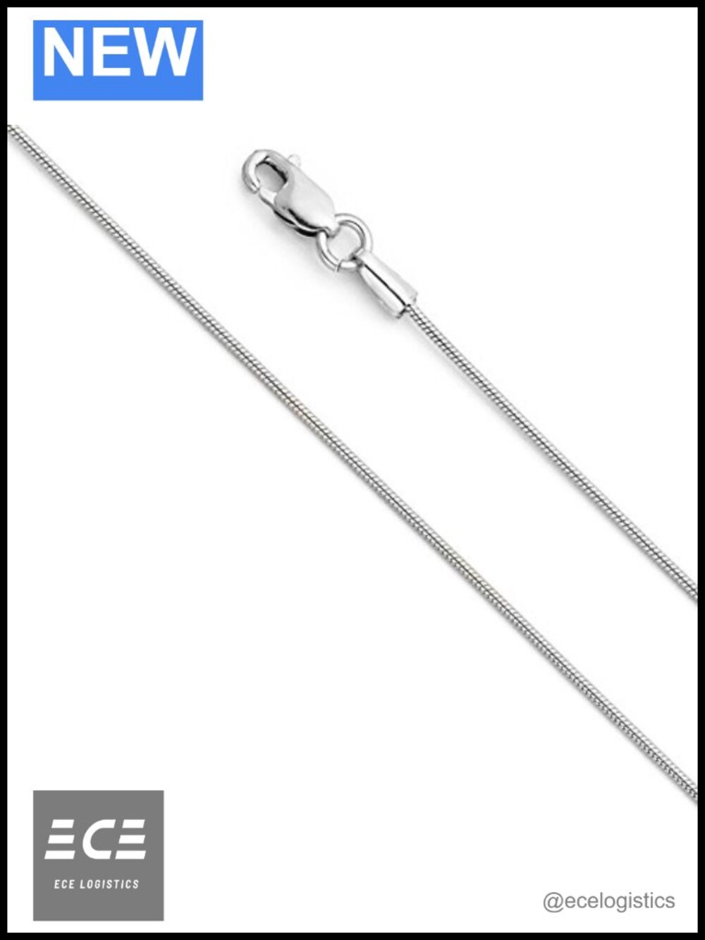14k Yellow or White Gold Snake Chain Necklace 0.8mm Lobster Claw